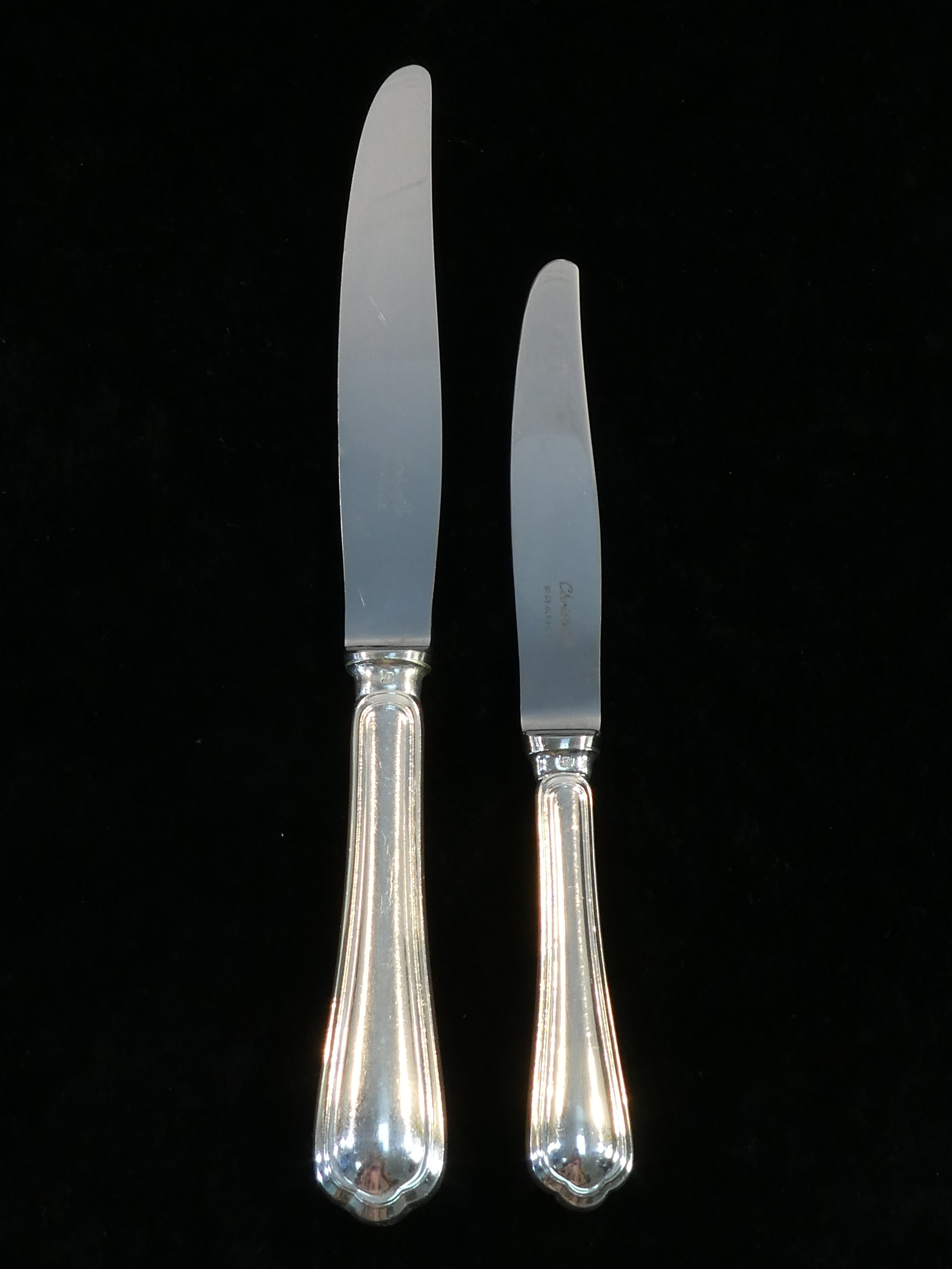 12 large knives and 12 knives with dessert christofle model spatours