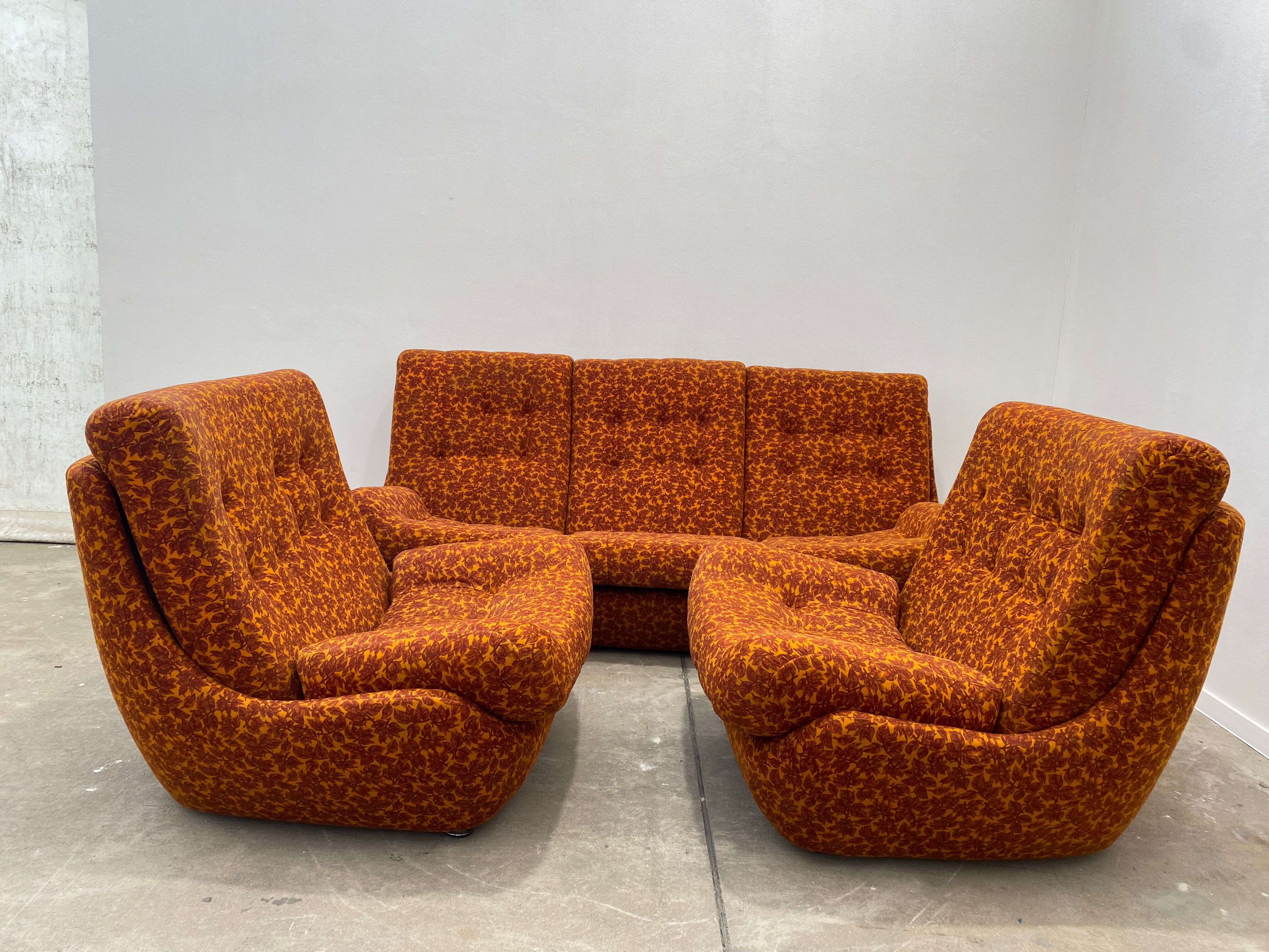 eastern bloc vintage living room set by jitona, czechoslovakia, 1970s