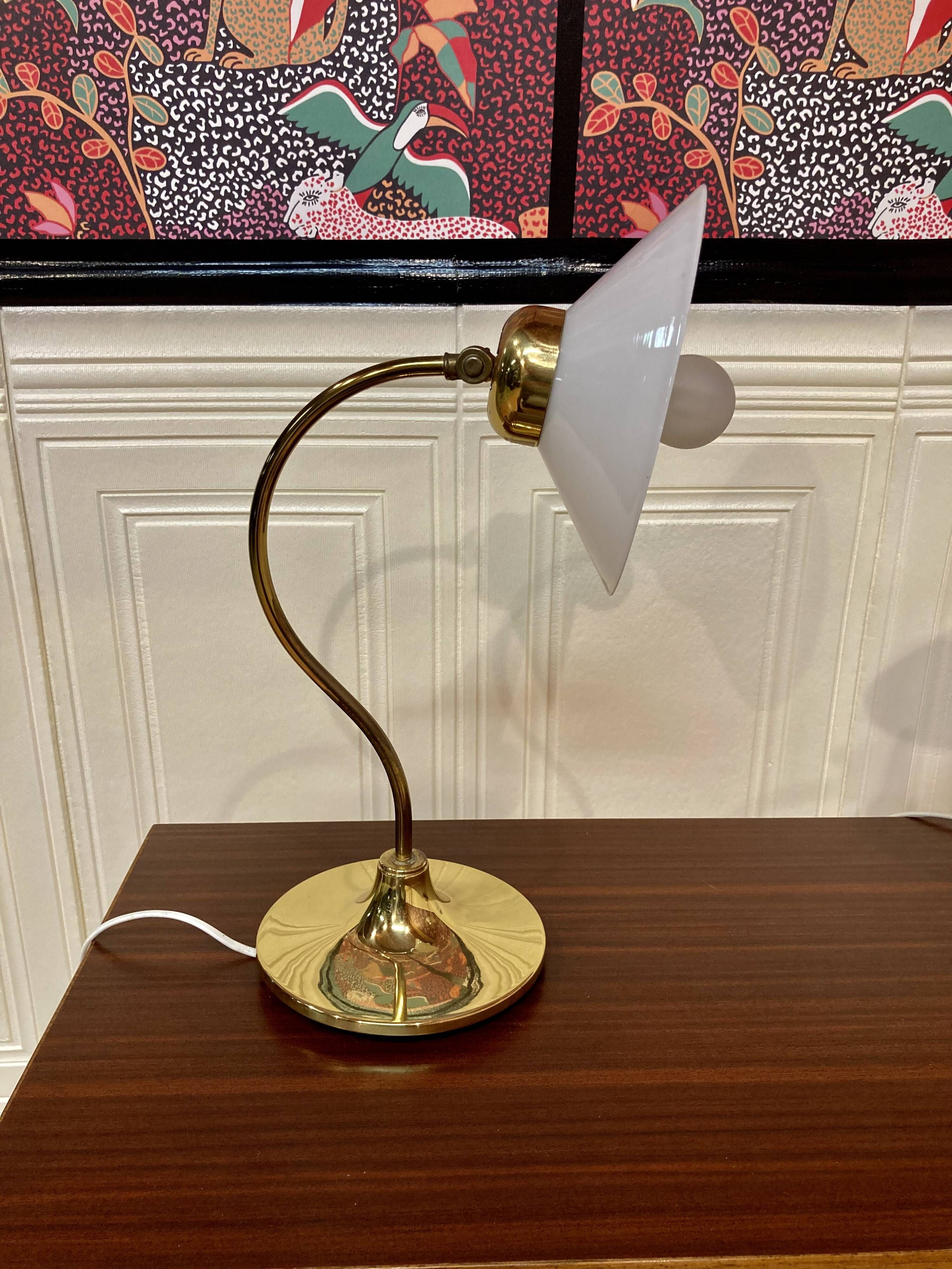 Paire de lampes verre et métal Design scandinave 1960.