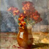 Tableau ancien, nature morte aux giroflées signée Abel Gay (1877-1961)