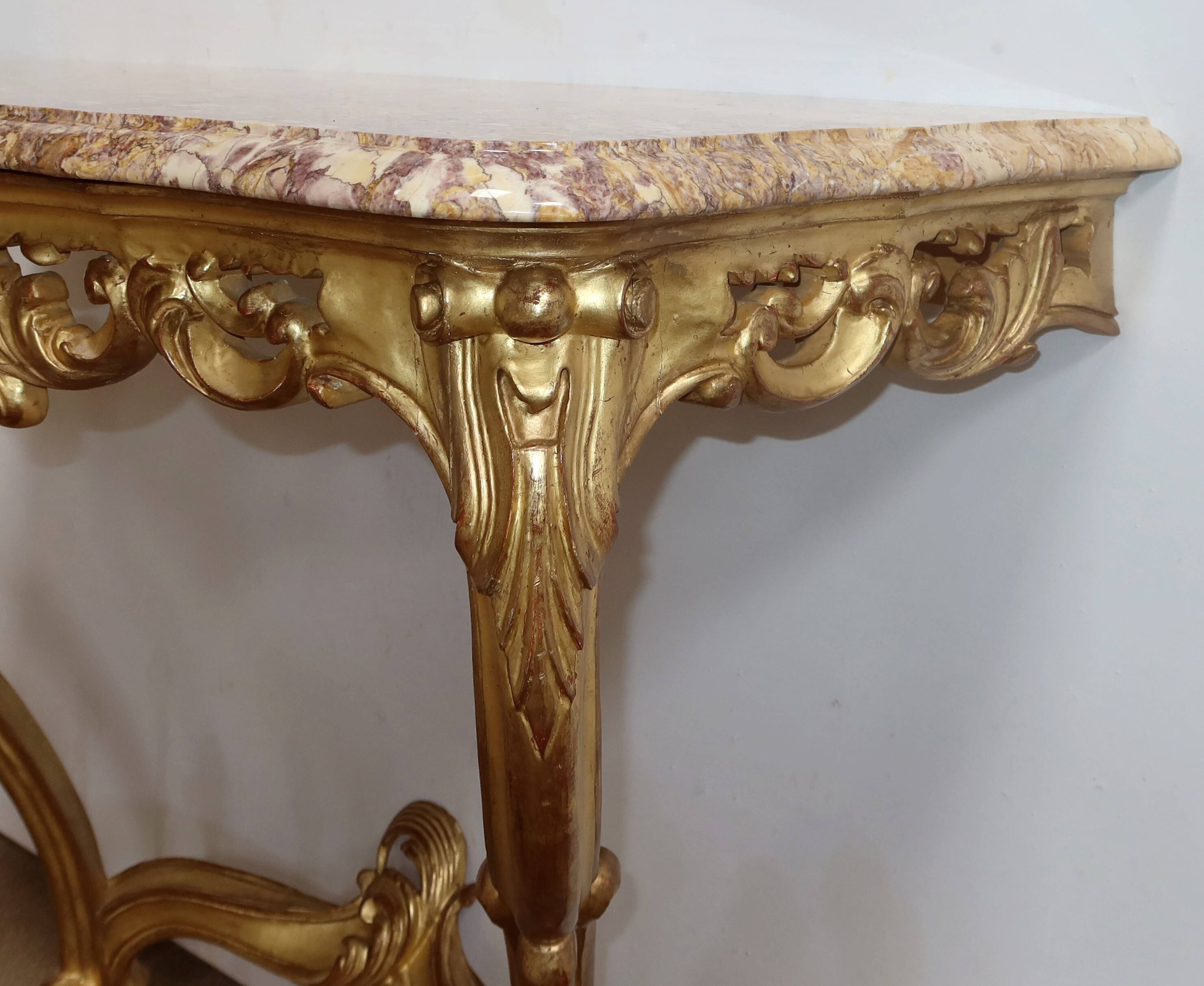 Wall Console in Golden Wood, Louis XV style – Mid 20th century
