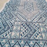 Traditional handmade white and blue margoum rug