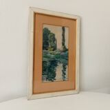 Antique Watercolor Painting Signed J.Richter "Marne a Gournay"