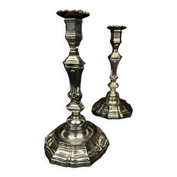 Paire de chandeliers en bronze argenté, Auguste Monnier Veuve, 1911