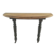 Antique painted wooden half-moon console table