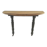 Antique painted wooden half-moon console table