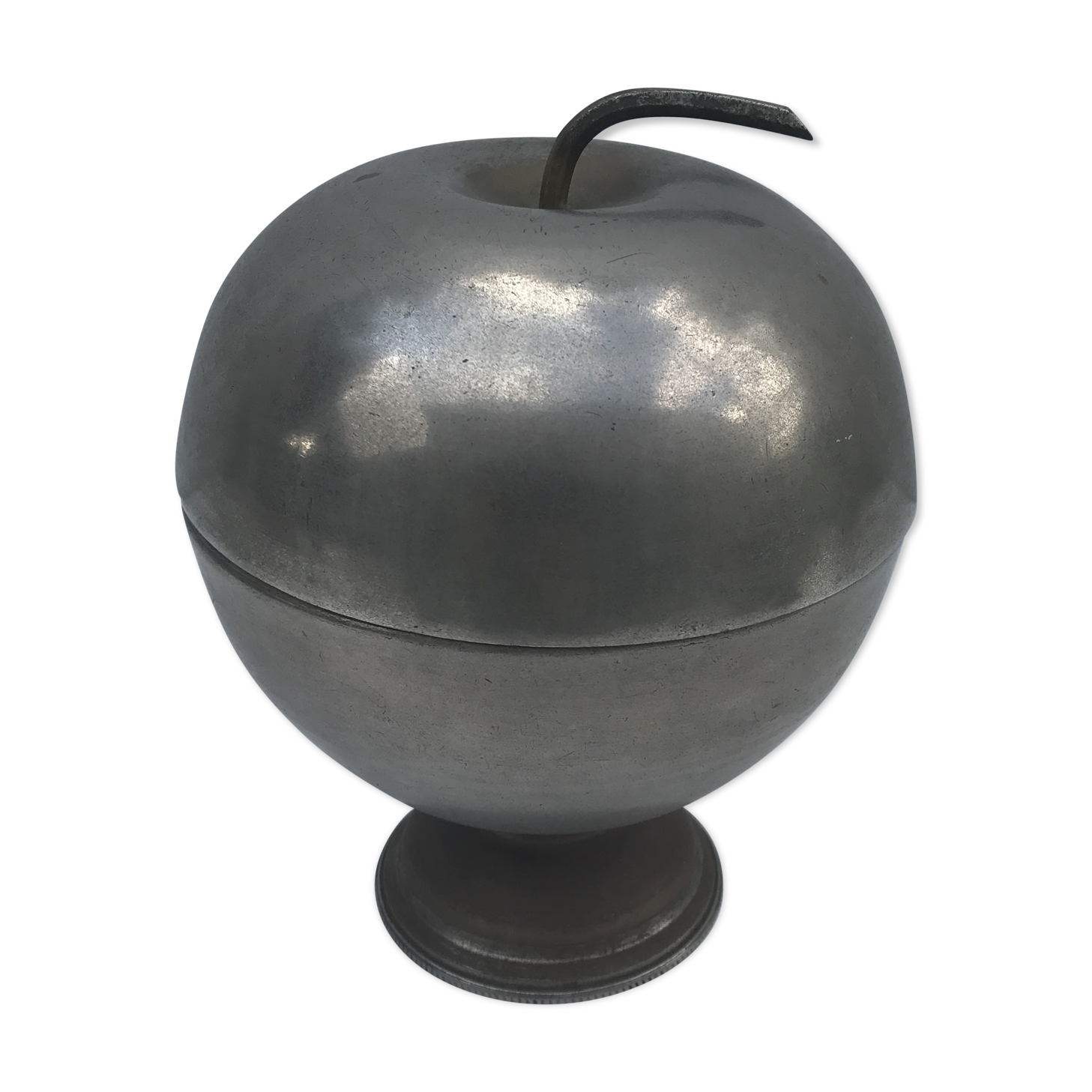 Old silver metal ice bucket Apple vintage #2