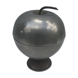 Old silver metal ice bucket Apple vintage #2