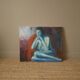 Acrylic painting on canvas figurative art nude woman blue orange contemporary canvas