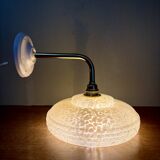 Angled wall lamp with vintage shade in yellow Clichy glass