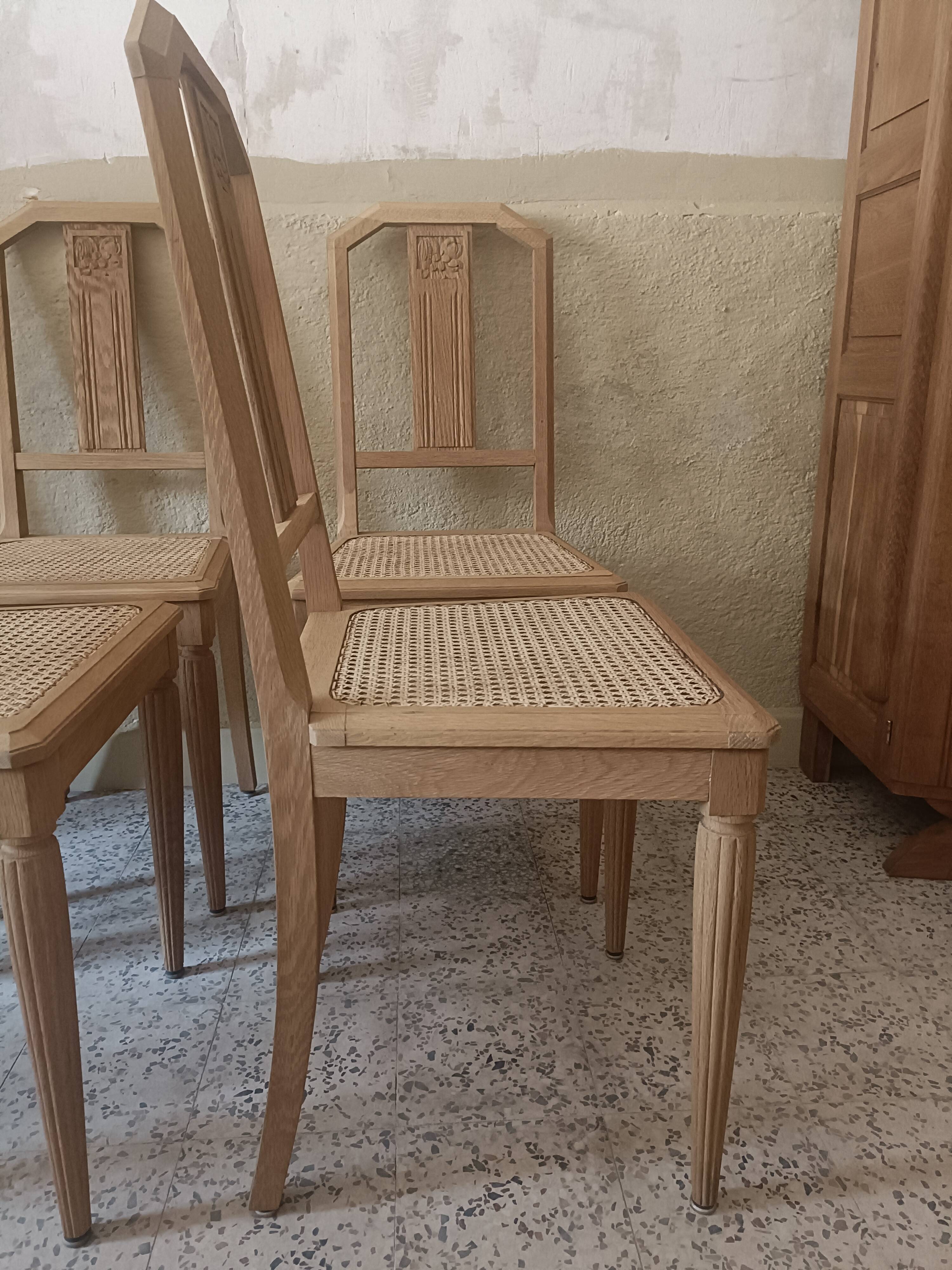 6 chaises cannées art déco rénovées
