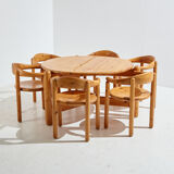 Pinewood dining set by rainer daumiller for hanex, set of 7