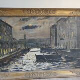 Painting venice by night oil on canvas j peters xixth century