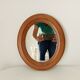 Vintage oval mirror in solid oak 36*31 cm