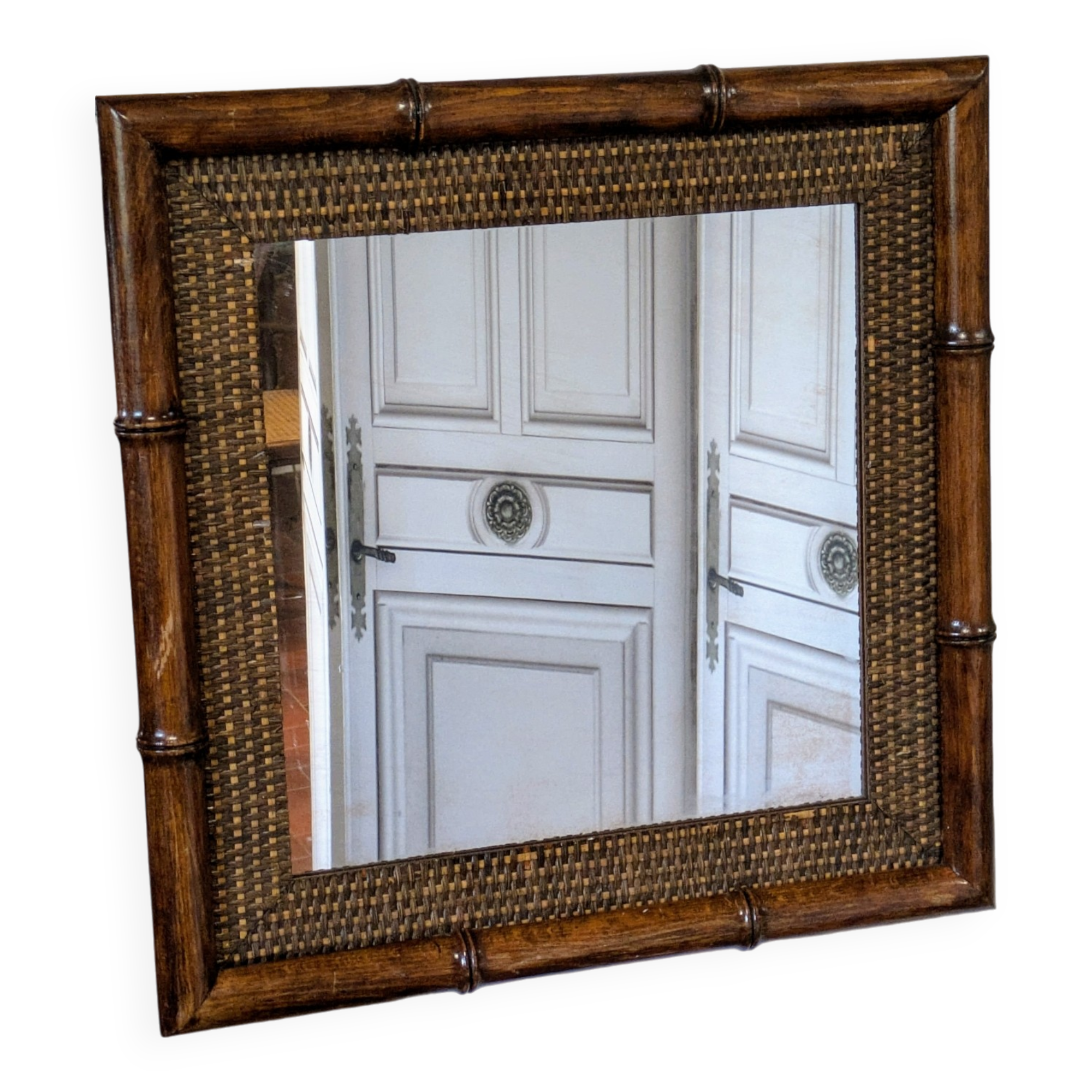 Bamboo rattan mirror