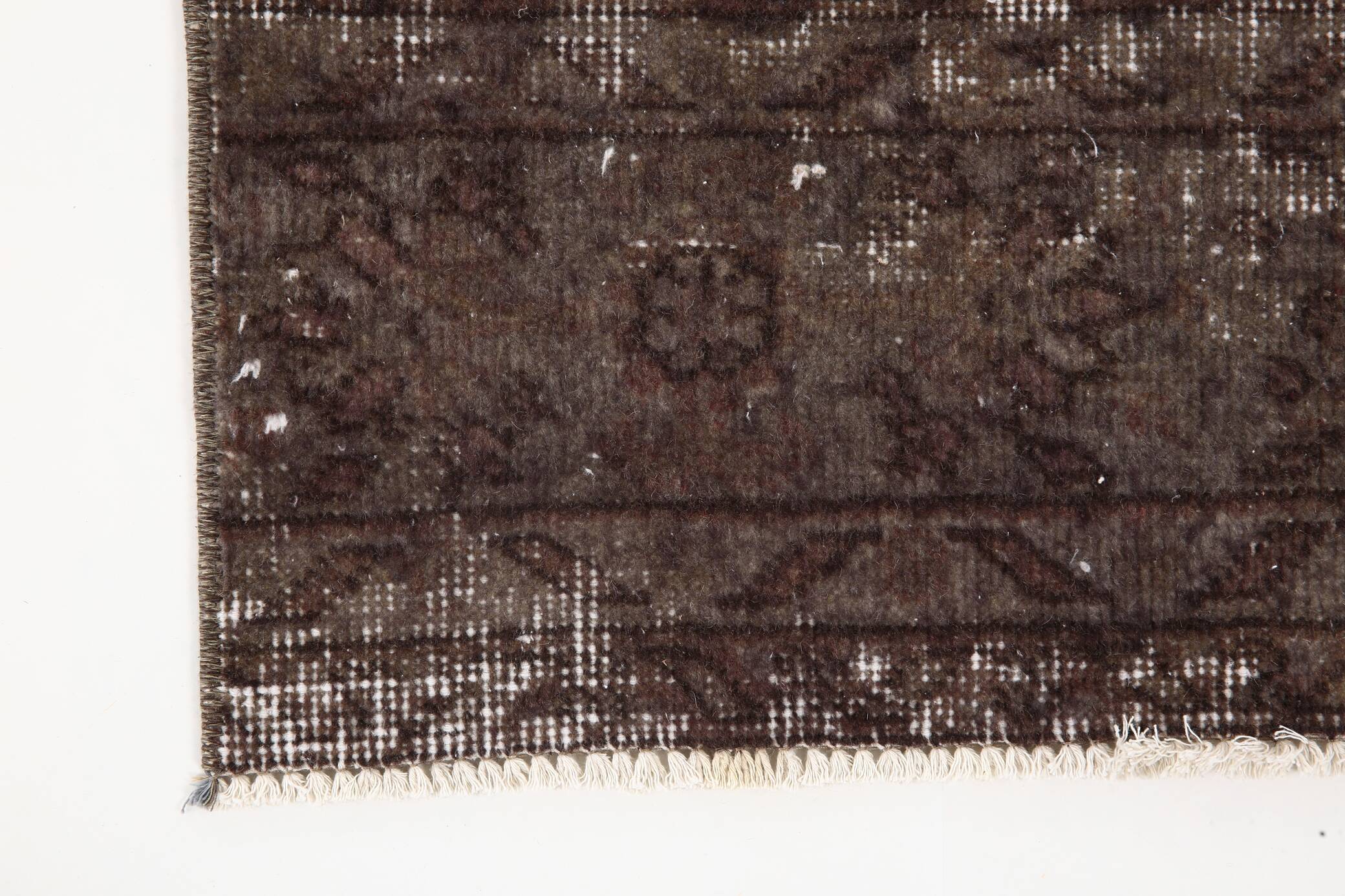 2x10 Soft Wool Dark Gray Turkish Vintage Runner Rug