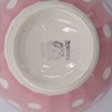 3 small vintage bowls digoin sarreguemines with polka dots pastel colors pink blue