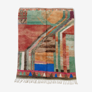 Moroccan Berber boujaad carpet with colorful patterns 293x206cm