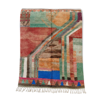 Tapis berbère marocain boujaad à motifs colorés 293x206cm