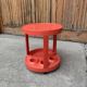 Round red bar cart in injected plastic, Mid-Century Italian style, 1970s.
