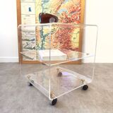 David Lange Plexiglas table on wheels