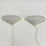 Set of Vintage Glass Wall Lamps with Gold Holder, 1970s