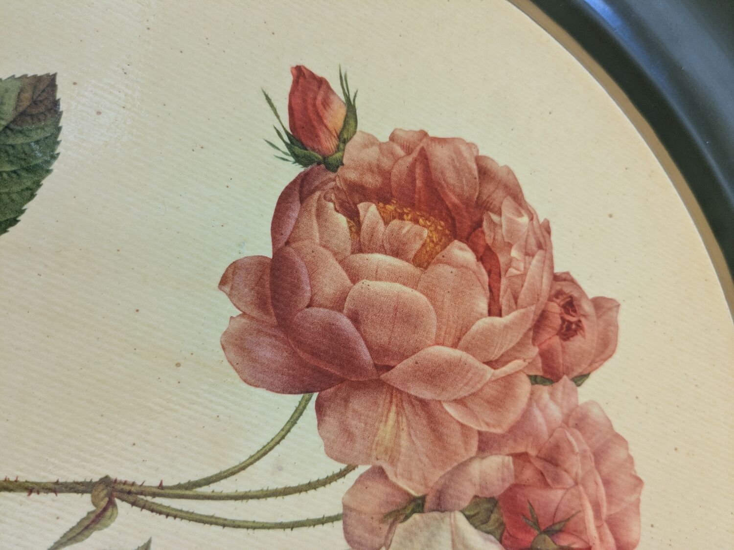Plateau métal décor floral