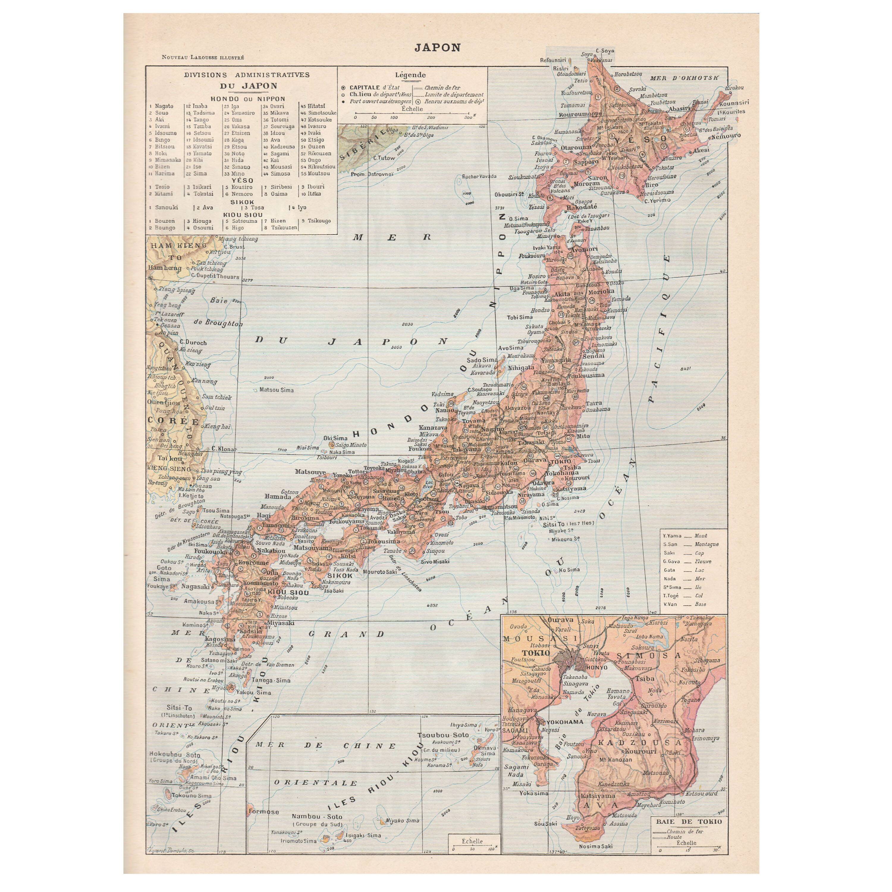 Old map of Japan 1897