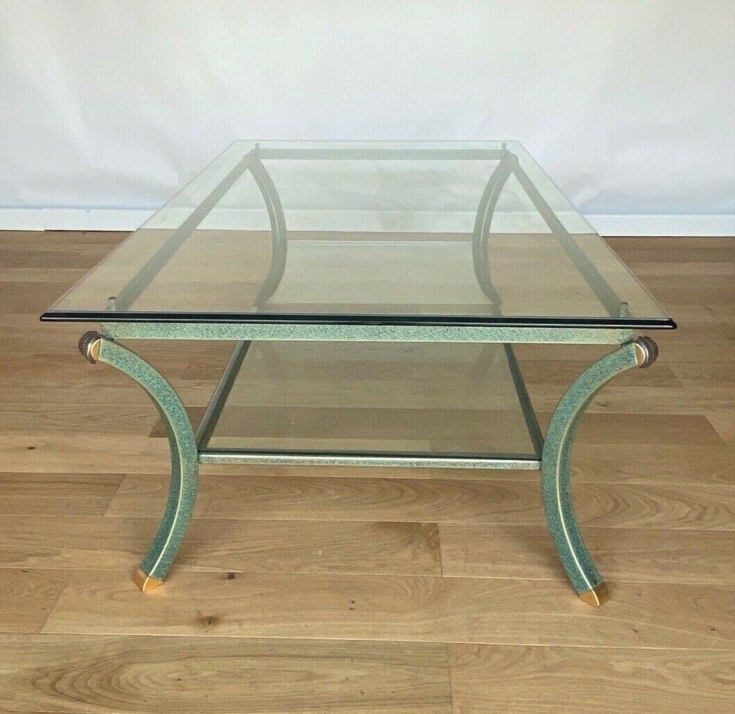 Coffee table Pierre Vandel Paris villa d este steel double tops 1970