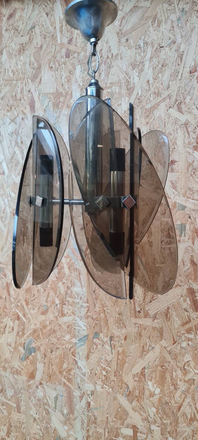 De Veca Chandelier in Smoked Murano Glass