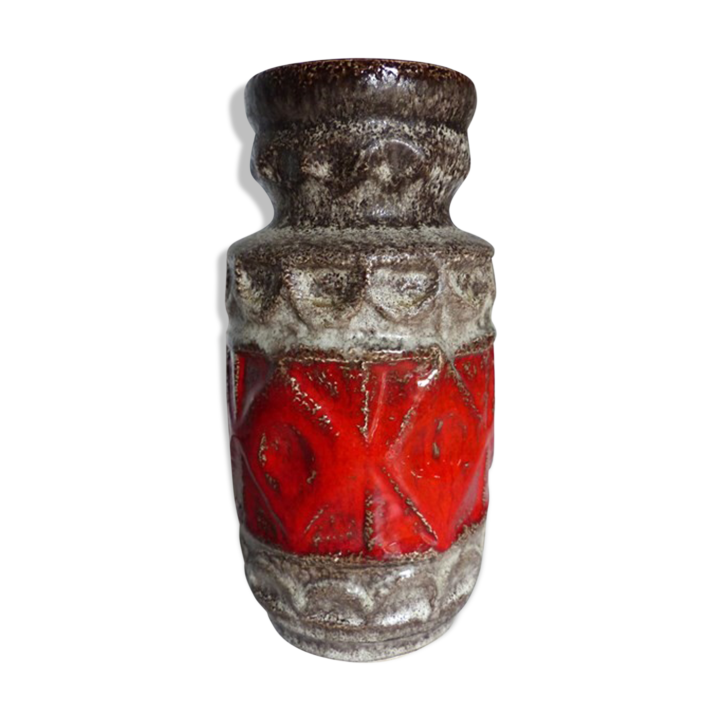 Vase Fat Lava West Germany décor rouge