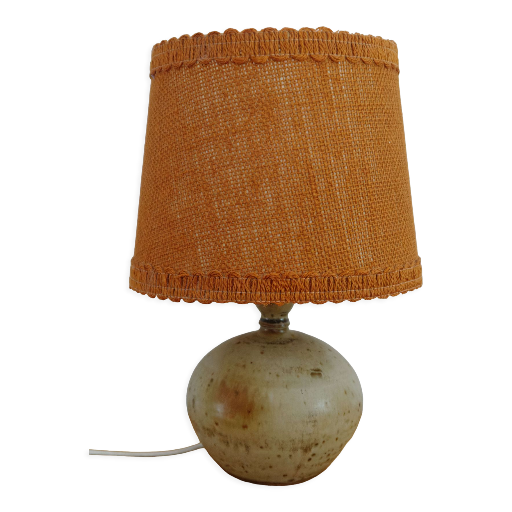 Vintage ceramic and burlap table lamp