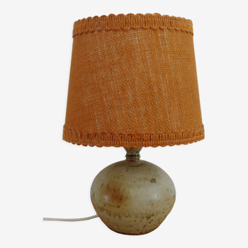 Lampe à poser vintage céramique et toile de jute