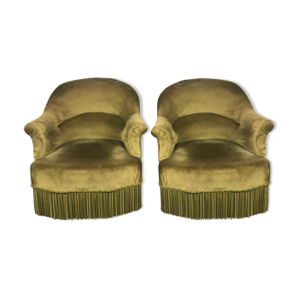 Pair of Kaki velvet toad chairs