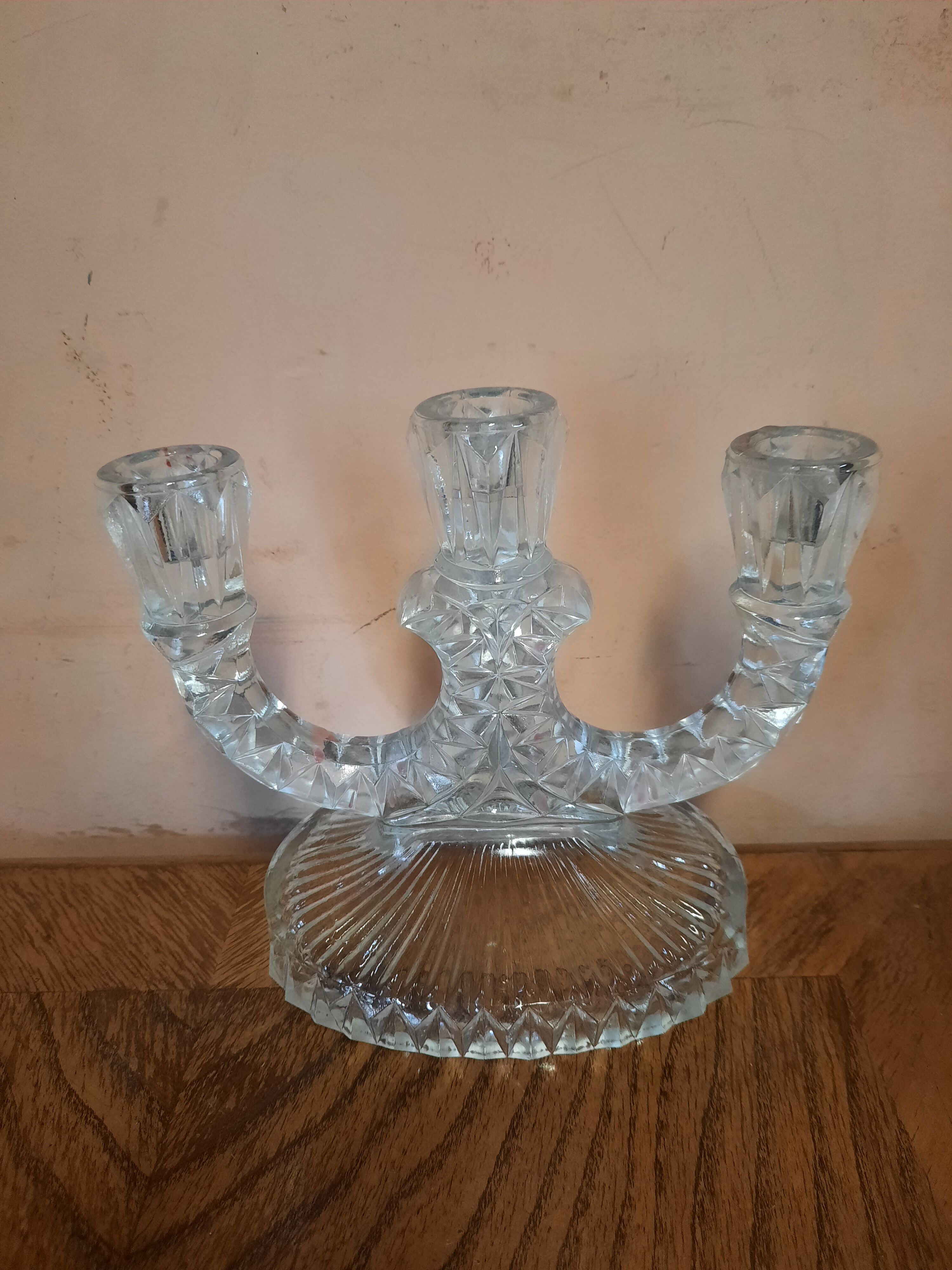 Moulded glass candlestick