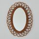 Miroir fleur en rotin, années 50-60