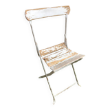Vintage White Metal & Wood Folding Garden Chair