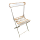 Vintage White Metal & Wood Folding Garden Chair