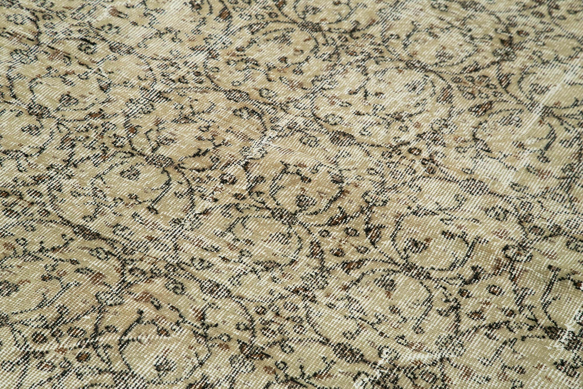 Handwoven antique anatolian beige rug 207 cm x 297 cm