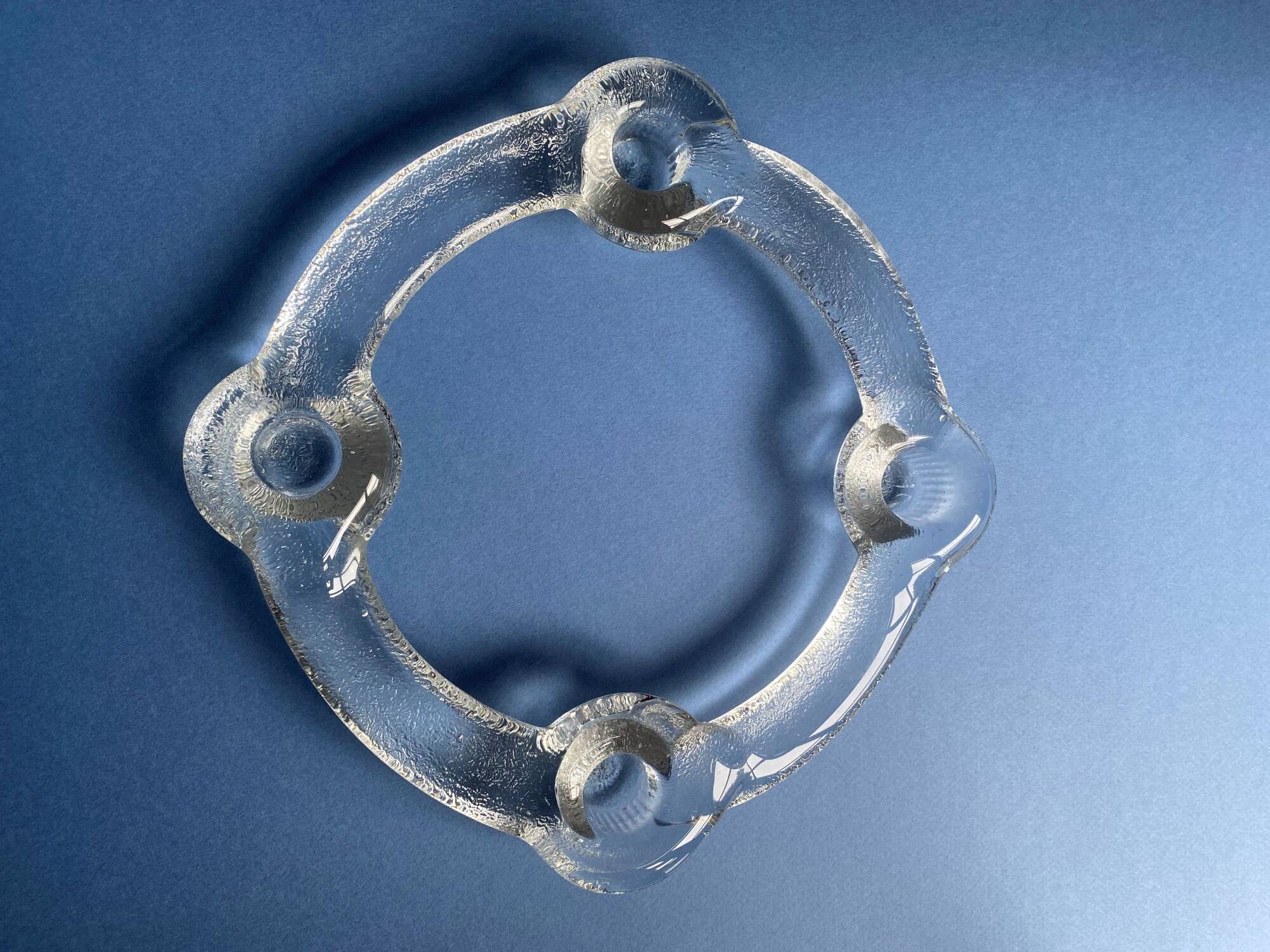 Pukeberg Scandinavian vintage glass candle holder from the 70s - large model