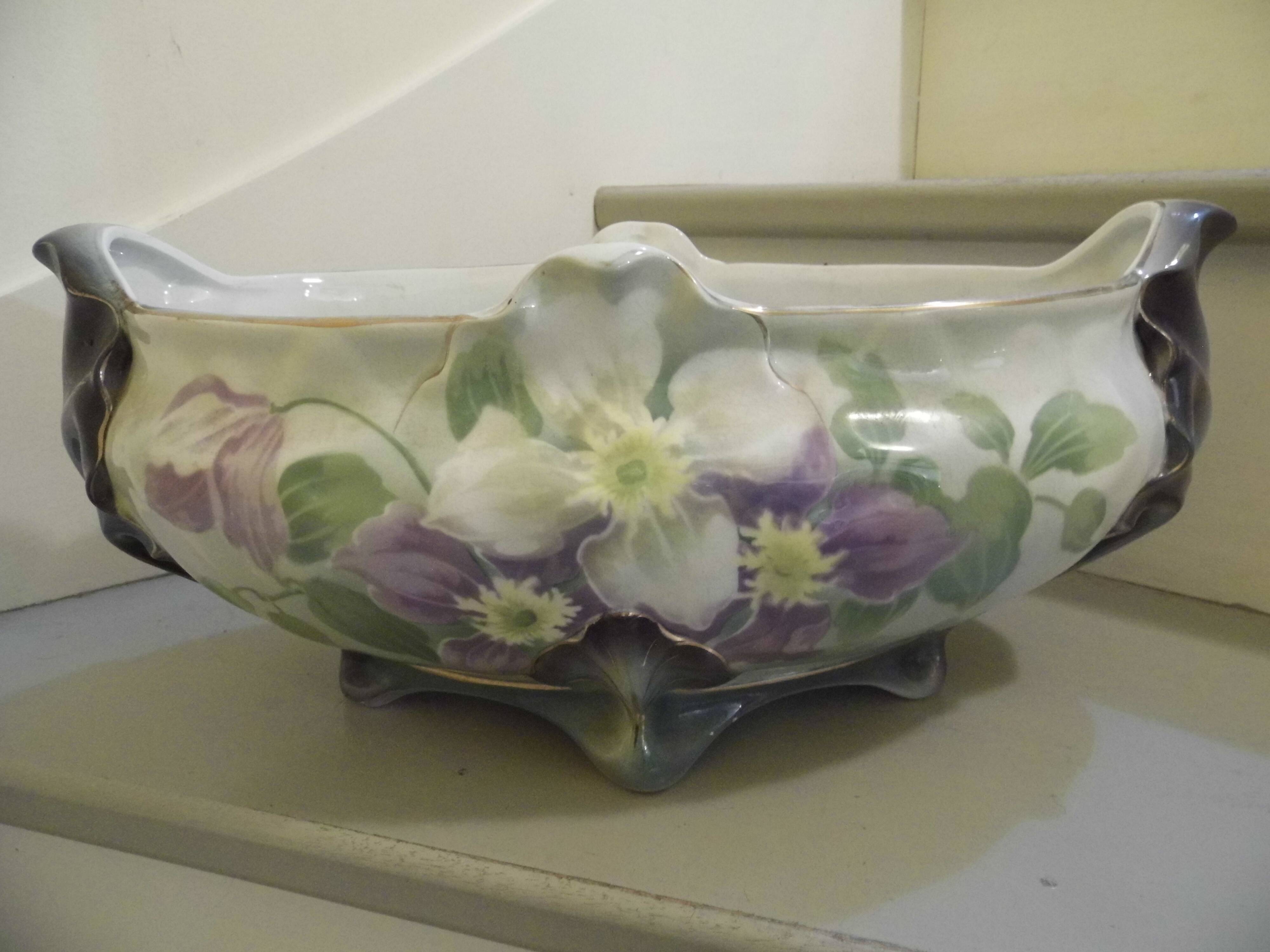 Jardinière cache-pot faïence de Lunéville KG Keller et Guerin fin XIX ème début XX ème siècle