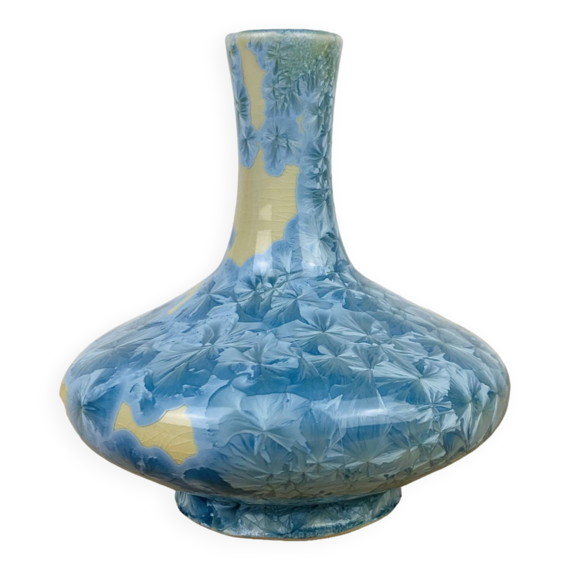 Crystalline enamel vase, blue