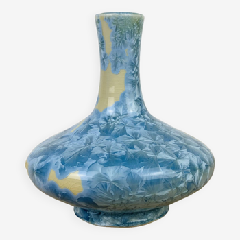 Vase émaux cristallins, bleu