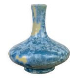 Crystalline enamel vase, blue