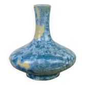 Crystalline enamel vase, blue