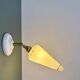 Vintage tulip wall lamp in white opaline with gold trim
