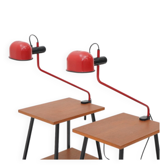 Red metal clamp lamp by F. Fabbian, 1980s.