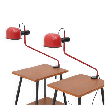 Red metal clamp lamp by F. Fabbian, 1980s.