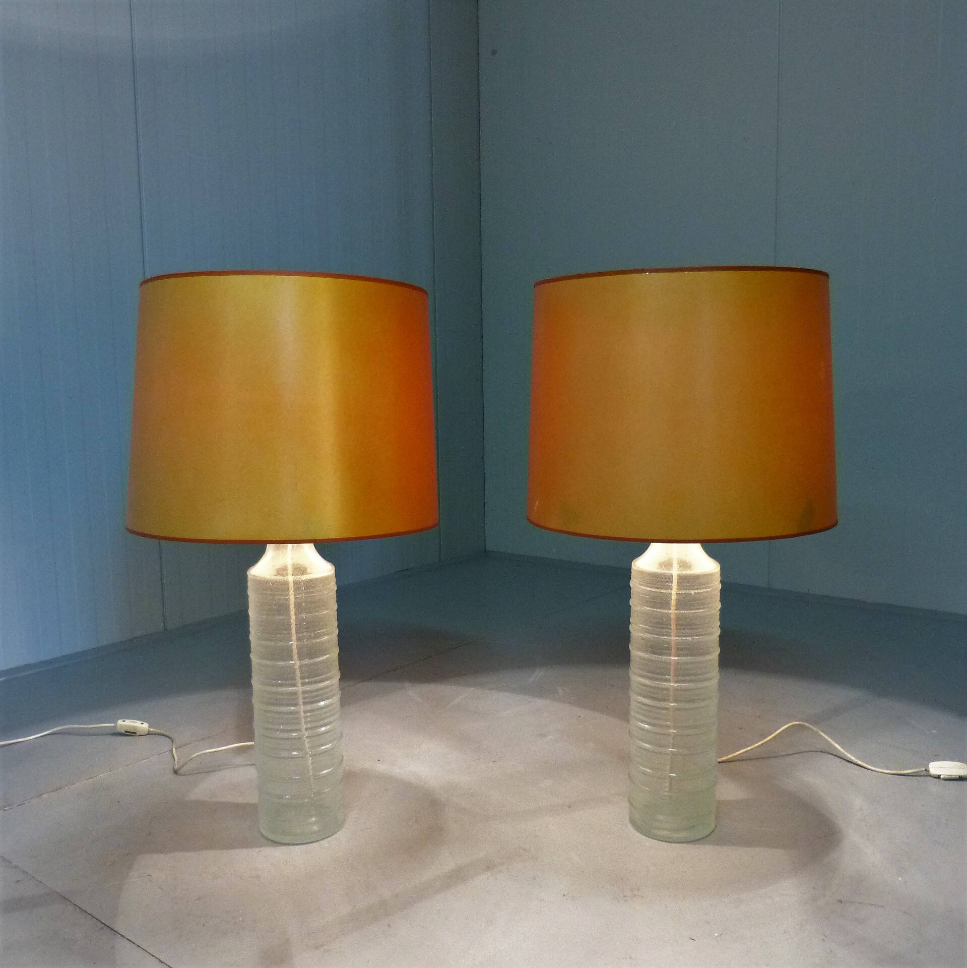 Set of 2 large glass table lamps 1960’s