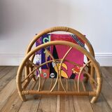 Rattan and bamboo magazine rack from the 60s